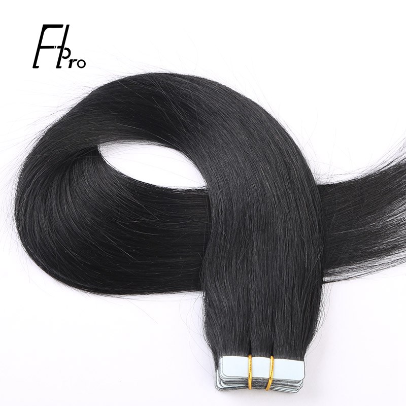 Premium Virgin Hair 1# Tape Hair Extensions Straight 18 inches